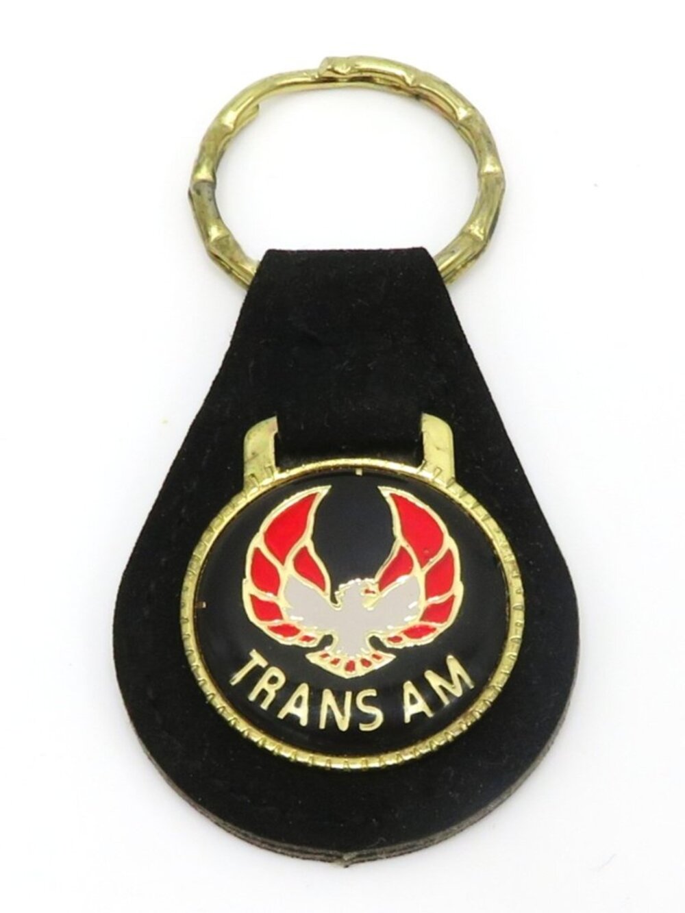 Vintage 1980s Pontiac Trans Am Firebird Emblem Suede Leather Keychain